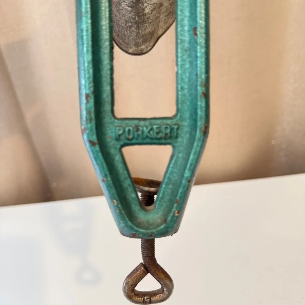 Vintage‎ Porkert Hand Crank Rotary Grater Teal Green Cast Iron Czechoslovakia